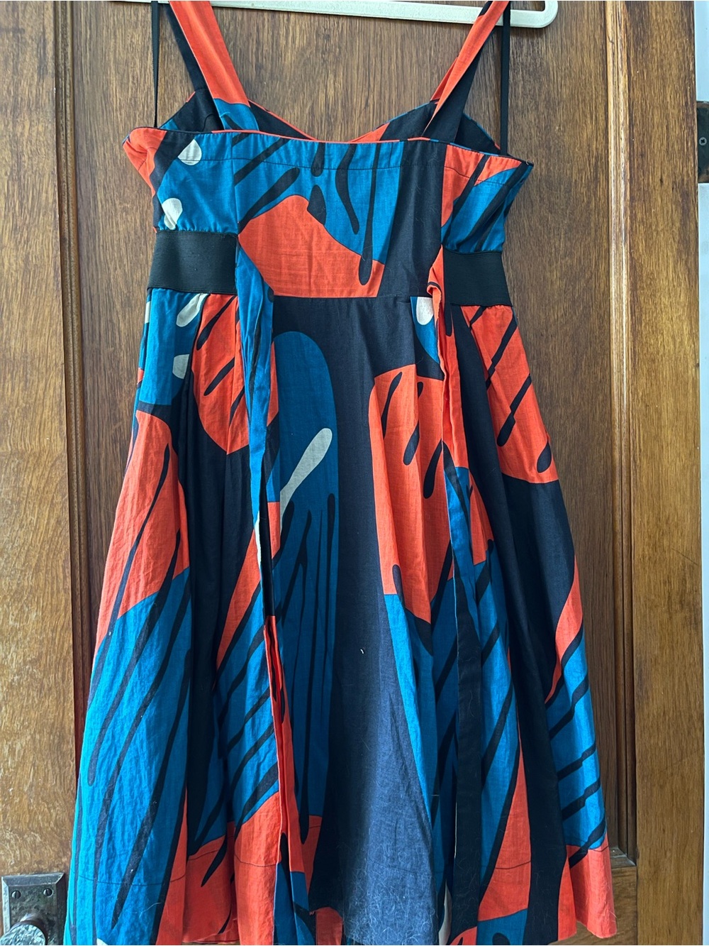 Anthropologie Blue and Orange Abstract Midi Dress